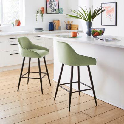 2ff7091b9eddc5a92af07e0bcd0c572d520ffdd8d36085e4f0374e17828cd0ee.jpg An Image of Radleigh Bar Stool, Velvet Classic Blue
