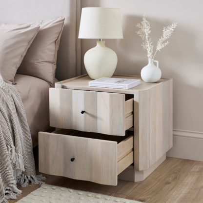 3098b13c74837b9a00706db7d726416b9ff1ec237e79b0dfc5d14b4000c1affa.jpg An Image of Willa 2 Drawer Bedside Table Off-White