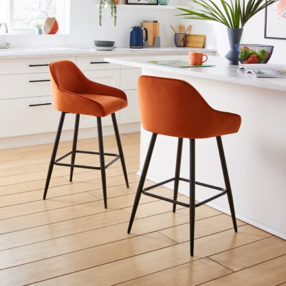 894f81f35c82449ec572cb60cefdb1692cb710b3b132372cf5eaa3ea21bcabe6.jpg An Image of Radleigh Bar Stool, Velvet Classic Blue
