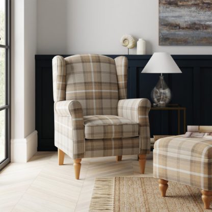 1a01f19565fecf97751b76d3dd950a2c4cffbedeb510cbc51920731f29aeb6f0.jpg An Image of Oswald Check Wingback Armchair