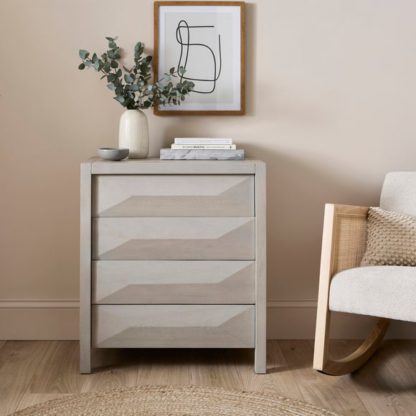 35fb9696795df7c7ef70c9a761f4946b1d97a373580fad55de8d3e81467fb2d3.jpg An Image of Watkins Grey Wash 4 Drawer Chest, Mango Wood