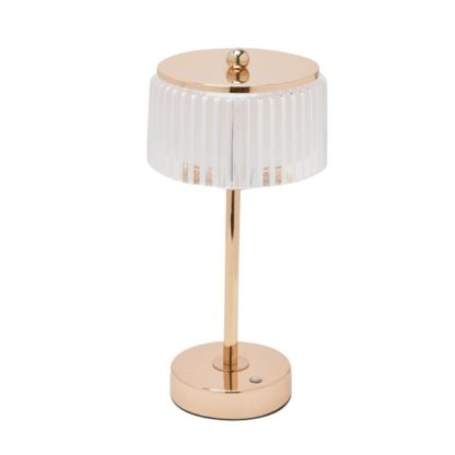 42633200c7c18710805d46307d9f27a827f68a7910dedccf17feeb139abb9fc9.jpg An Image of Hestia Gold Base Crystal Trim Rechargeable Colour Changing LED Touch Table Lamp