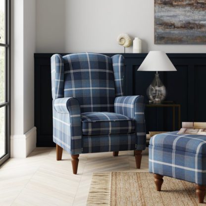80dfe3e8671ff68b355eb98eca5e30324db1e0ae2efe437fac958877b8c2ff21.jpg An Image of Oswald Check Wingback Armchair