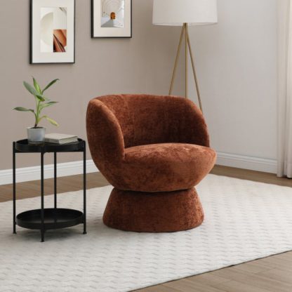 996bb8bce65ccbdbfd235ed52a259ef7b68953f26e9a83b39db989970991d0ae.jpg An Image of Tulip Chenille Curved Swivel Accent Chair