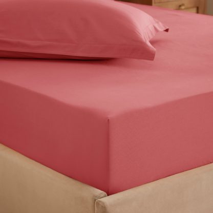 b555606c03a466b4b1b0193b682d432e09d7b62e7c548f7fb7912e95c23d7ddc.jpg An Image of Soft Washed Recycled Cotton Fitted Sheet Rhubarb