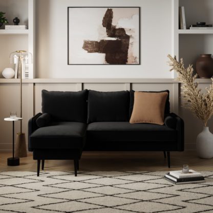 b6c357d8d12c73bf63d3d702d21dd53e3c7c7ce2b9d407aa48a7bebf0fb878e1.jpg An Image of Cassie Velvet Reversible Corner Chaise Bottle Green