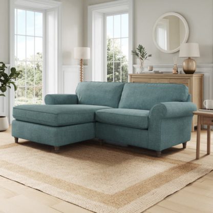 c3b23e50a0f96cf32301d7387ef860870d8402297691dda663325f02beb66068.jpg An Image of Flori Tonal Plush Chenille Corner Chaise Sofa