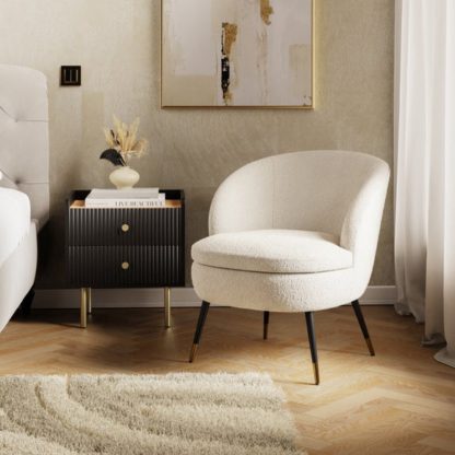 e4555b482571c4c191604448104acb24e8cbe9ea21c214afc8db8ab6423f407d.jpg An Image of Marcie Luxe Ivory Boucle Cocktail Chair