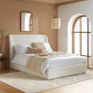 An Image of Lanis - Double - Ottoman Storage Bed - Cream - Linen Fabric - 4ft6